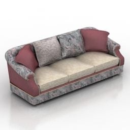 Three Seats Sofa With Pillow Vintage Texture 3d model