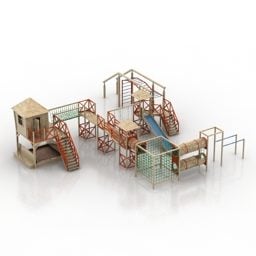 Dřevěné hřiště pro děti 3D model
