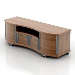 Modelo 3D de móveis de madeira marrom com armário