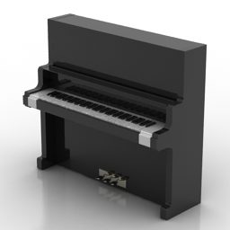 Model 3d Instrumen Piano Tegak Hitam