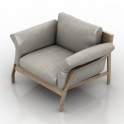Armchair Upholstered Wooden Frame 3d model