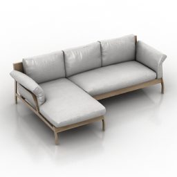 Modelo 3D de sofá secional cinza têxtil