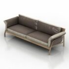 Brązowa sofa materiałowa z drewnianą ramą
