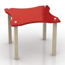 红色塑料桌3d模型