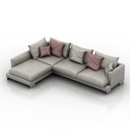 Juego de sofá seccional con almohada modelo 3d
