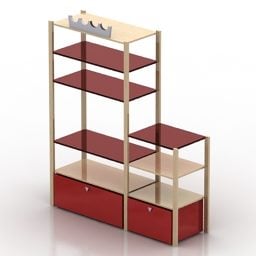 Bedroom Rack With Shelf Combination 3d model