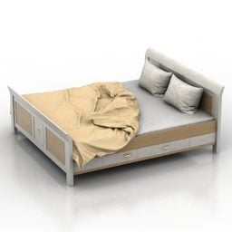 스탠드 담요가있는 더블 침대 3d 모델