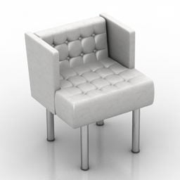 كرسي تشيسترفيلد بذراعين بأرجل فولاذية نموذج ثلاثي الأبعاد