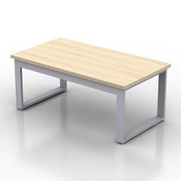 طاولة خشبية بأرجل فولاذية نموذج ثلاثي الأبعاد