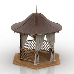 Antik asiatisk paviljong 3d-modell