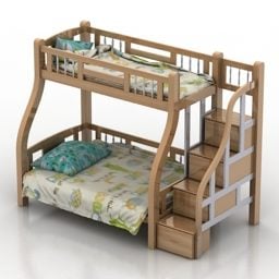 床儿童双层床3d模型