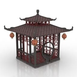 Tradycyjny model 3D w stylu vintage chińskiego pawilonu