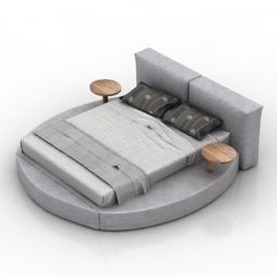 Bed Round Shape Full Set 3d model