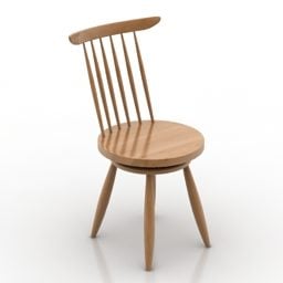 Wood Chair Wood Bar Back 3d model