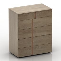 Armadietto minimalista in materiale di legno Modello 3d