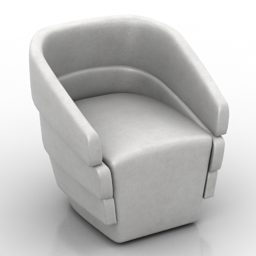 Leather Armchair Curved Back 3d model