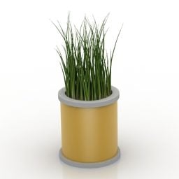Vase Grass Plant Decoration 3d model