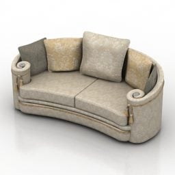 Sofa oczekująca z zakrzywionym tyłem Model 3D