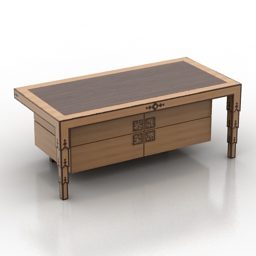 Extendable Wood Table 3d model