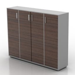 Model 3D nowoczesnych drzwi z brązowego drewna do szafek