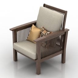 Brown Wooden Armchair 3d model