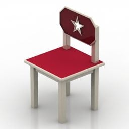 Pokój dziecięcy z drewnianym krzesłem Model 3D