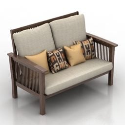 Kahden istuttava sohva tyynyillä 3d-malli
