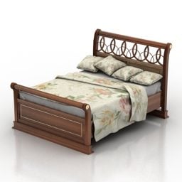 Vintage-Bett im europäischen Stil, 3D-Modell