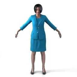 نموذج شخصية فتاة المكتب ثلاثي الأبعاد