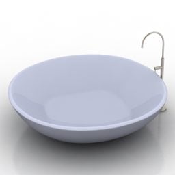 Round Bathtub With Sink 3d model
