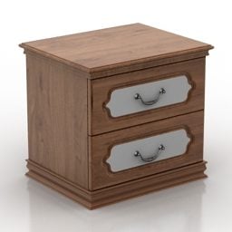 Old Style Wood Nightstand 3d model