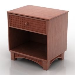 Nightstand Brown Wood With Drawer