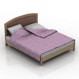 गुलाबी कंबल वाला डबल बेड 3डी मॉडल
