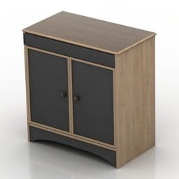 نموذج ثلاثي الأبعاد لخزانة جانبية من الخشب