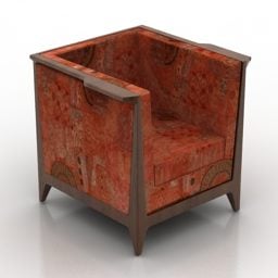 كرسي مخملي قديم بإطار خشبي نموذج ثلاثي الأبعاد