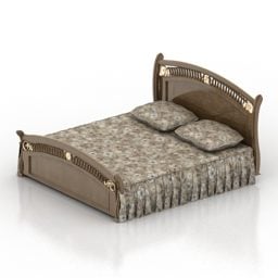 Vintage postel se starou dekou 3D model