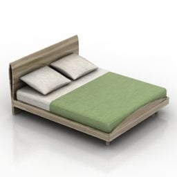 Struttura del letto con piattaforma imbottita in legno Modello 3d