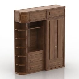 Walnut Wardrobe With Shelf 3d model