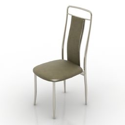 3д модель стального стула с тонкой подушкой