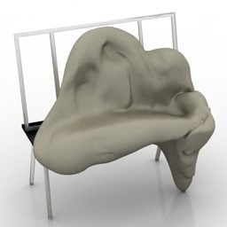 Fialová kožená pohovka s polštářem 3D model