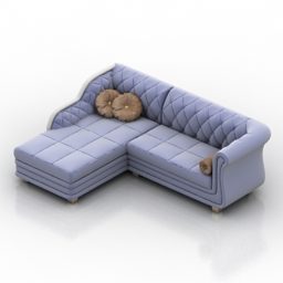 Modelo 3D de sofá secional tufado estilo