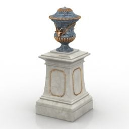 Eldgammel vase med kolonnestativ 3d-modell