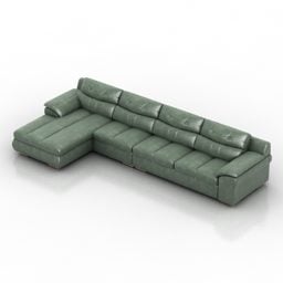 Canapé sectionnel en cuir de couleur verte modèle 3D