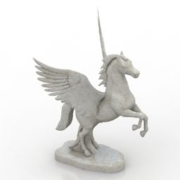 Rzeźba Konia Jednorożca Model 3D