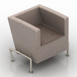 3д модель кресла с обивкой из коричневой ткани