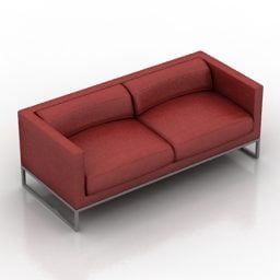 Sofa Two Seats Red Fabric 3d model