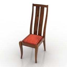 3D model starožitné dřevěné židle s vysokým opěradlem