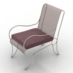 베개가있는 나무 휴식 의자 3d 모델