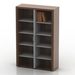 خزانة الكتب والأثاث الخشبي الداكن نموذج ثلاثي الأبعاد