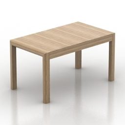Moderner Tisch aus rechteckigem Holzmaterial, 3D-Modell